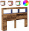 vidaXL - Hoofdbordkast - met - LED - 140x17x102 - cm - oud - hout