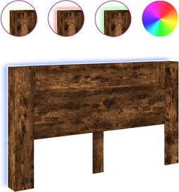 vidaXL - Hoofdbordkast - met - LED - 180x16,5x103,5 - cm - gerookt - eikenkleurig