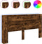 vidaXL - Hoofdbordkast - met - LED - 180x16,5x103,5 - cm - gerookt - eikenkleurig