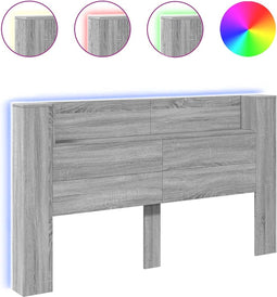 vidaXL - Hoofdbordkast - met - LED - 180x16,5x103,5 - cm - grijs - sonoma