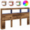 vidaXL - Hoofdbordkast - met - LED - 180x17x102 - cm - oud - hout