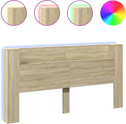 vidaXL - Hoofdbordkast - met - LED - 200x16,5x103,5 - cm - sonoma - eikenkleurig