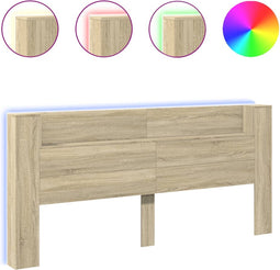 vidaXL - Hoofdbordkast - met - LED - 220x16,5x103,5 - cm - sonoma - eikenkleurig