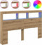 vidaXL - Hoofdbordkast - met - LED - artisan - 160x17x102 - cm - eikenkleurig