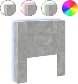 vidaXL - Hoofdbordkast - met - LED-verlichting - 100x16,5x103,5 - cm - betongrijs