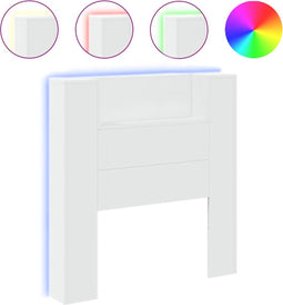 vidaXL - Hoofdbordkast - met - LED-verlichting - 100x16,5x103,5 - cm - wit