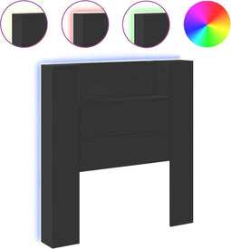 vidaXL - Hoofdbordkast - met - LED-verlichting - 100x16,5x103,5 - cm - zwart