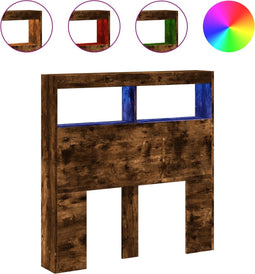 vidaXL - Hoofdbordkast - met - LED-verlichting - 100x17x102 - cm - gerookt - eiken