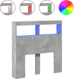 vidaXL - Hoofdbordkast - met - LED-verlichting - 100x17x102 - cm - betongrijs