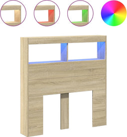 vidaXL - Hoofdbordkast - met - LED-verlichting - 100x17x102 - cm - sonoma - eiken