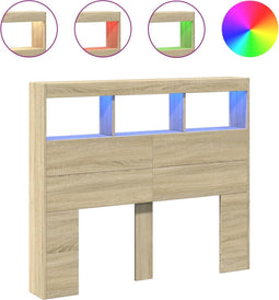 vidaXL - Hoofdbordkast - met - LED-verlichting - 120x17x102 - cm - sonoma - eiken