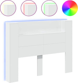 vidaXL - Hoofdbordkast - met - LED-verlichting - 140x16,5x103,5 - cm - wit