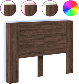 vidaXL - Hoofdbordkast - met - LED-verlichting - 140x16,5x103,5 - cm - bruin - eiken