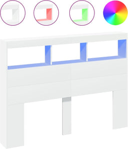 vidaXL - Hoofdbordkast - met - LED-verlichting - 140x17x102 - cm - wit