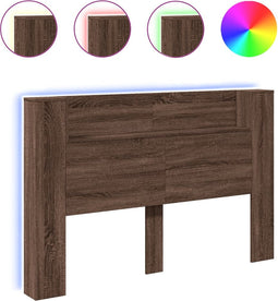 vidaXL - Hoofdbordkast - met - LED-verlichting - 160x16,5x103,5 - cm - bruin - eiken
