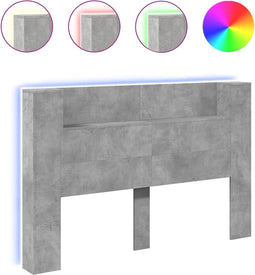 vidaXL - Hoofdbordkast - met - LED-verlichting - 160x16,5x103,5 - cm - betongrijs