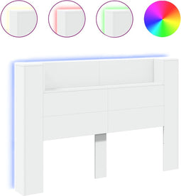 vidaXL - Hoofdbordkast - met - LED-verlichting - 160x16,5x103,5 - cm - wit