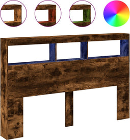 vidaXL - Hoofdbordkast - met - LED-verlichting - 160x17x102 - cm - gerookt - eiken