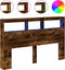 vidaXL - Hoofdbordkast - met - LED-verlichting - 160x17x102 - cm - gerookt - eiken