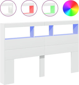 vidaXL - Hoofdbordkast - met - LED-verlichting - 160x17x102 - cm - wit