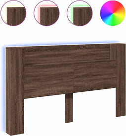 vidaXL - Hoofdbordkast - met - LED-verlichting - 180x16,5x103,5 - cm - bruin - eiken
