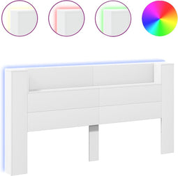 vidaXL - Hoofdbordkast - met - LED-verlichting - 200x16,5x103,5 - cm - wit