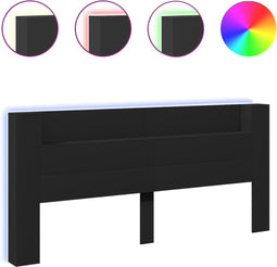 vidaXL - Hoofdbordkast - met - LED-verlichting - 220x16,5x103,5 - cm - zwart