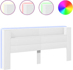 vidaXL - Hoofdbordkast - met - LED-verlichting - 220x16,5x103,5 - cm - wit