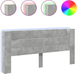 vidaXL - Hoofdbordkast - met - LED-verlichting - 220x16,5x103,5 - cm - betongrijs