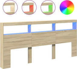 vidaXL - Hoofdbordkast - met - LED-verlichting - 220x17x102 - cm - sonoma - eiken