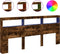 vidaXL - Hoofdbordkast - met - LED-verlichting - 220x17x102 - cm - gerookt - eiken