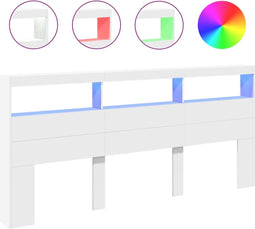 vidaXL - Hoofdbordkast - met - LED-verlichting - 220x17x102 - cm - wit