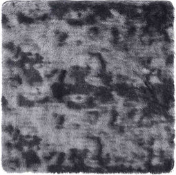 vidaXL - Hoogpolig - vloerkleed - NAVARRA - 120x120 - cm - polyester - donkergrijs