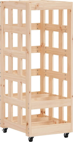 vidaXL - Houtblokhouder - met - wielen - 40x49x110 - cm - massief - grenenhout