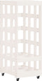 vidaXL - Houtblokhouder - met - wielen - 40x49x110 - cm - massief - grenenhout - wit