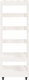 vidaXL - Houtblokhouder - met - wielen - 40x49x110 - cm - massief - grenenhout - wit