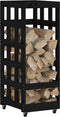 vidaXL - Houtblokhouder - met - wielen - 40x49x110 - cm - massief - grenenhout - zwart