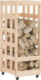 vidaXL - Houtblokhouder - met - wielen - 40x49x110 - cm - massief - grenenhout