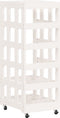 vidaXL - Houtblokhouder - met - wielen - 40x49x110 - cm - massief - grenenhout - wit