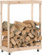 vidaXL - Houtblokhouder - met - wielen - 76,5x40x108 - cm - massief - grenenhout
