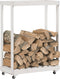 vidaXL - Houtblokhouder - met - wielen - 76,5x40x108 - cm - massief - grenenhout - wit