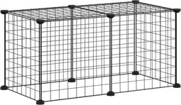 vidaXL - Huisdierenkooi - met - 8 - panelen - 35x35 - cm - staal - zwart