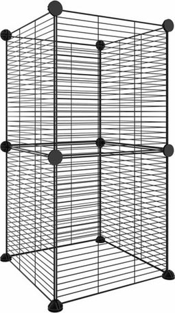 vidaXL - Huisdierenkooi - met - 8 - panelen - 35x35 - cm - staal - zwart