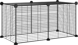 vidaXL - Huisdierenkooi - met - 8 - panelen - 35x35 - cm - staal - zwart