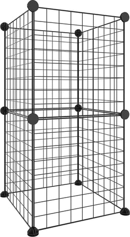 vidaXL - Huisdierenkooi - met - 8 - panelen - 35x35 - cm - staal - zwart