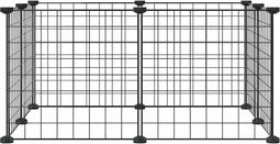 vidaXL - Huisdierenkooi - met - 8 - panelen - 35x35 - cm - staal - zwart