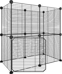 vidaXL - Huisdierenkooi - met - deur - 12 - panelen - 35x35 - cm - staal - zwart