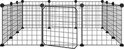 vidaXL - Huisdierenkooi - met - deur - 12 - panelen - 35x35 - cm - staal - zwart