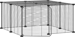 vidaXL - Huisdierenkooi - met - deur - 12 - panelen - 35x35 - cm - staal - zwart