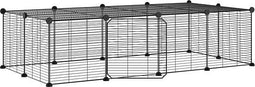 vidaXL - Huisdierenkooi - met - deur - 20 - panelen - 35x35 - cm - staal - zwart